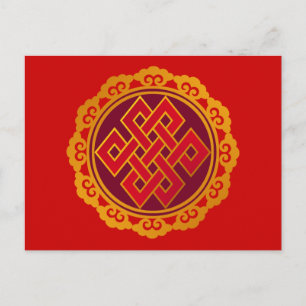 Cartão Postal Tibetano - Karma Buddhism Eternal Knot