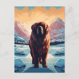 Cartão Postal Tibetano Mastiff nas montanhas de neve