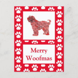 Cartão Postal Tibetano Terrier Dog Silhouette Red Felry Natal