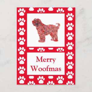 Cartão Postal Tibetano Terrier Dog Silhouette Red Felry Natal