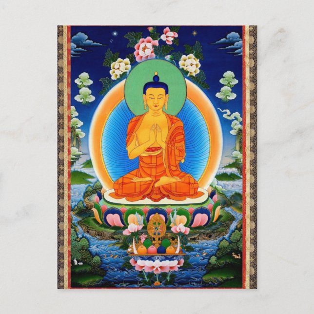 Cartão Postal Tibetano Thangka Prabhutaratna Buddha (Frente)
