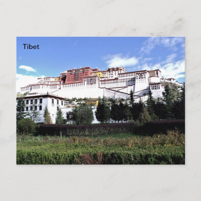 Cartão Postal Tibete, o Palácio de Potala em Lhasa, China. (Frente)
