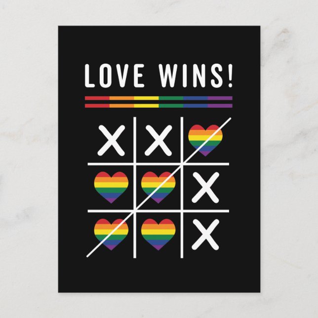 Cartão Postal Tic Tac Toe Love ganha Orgulho gay LGBTQ (Frente)