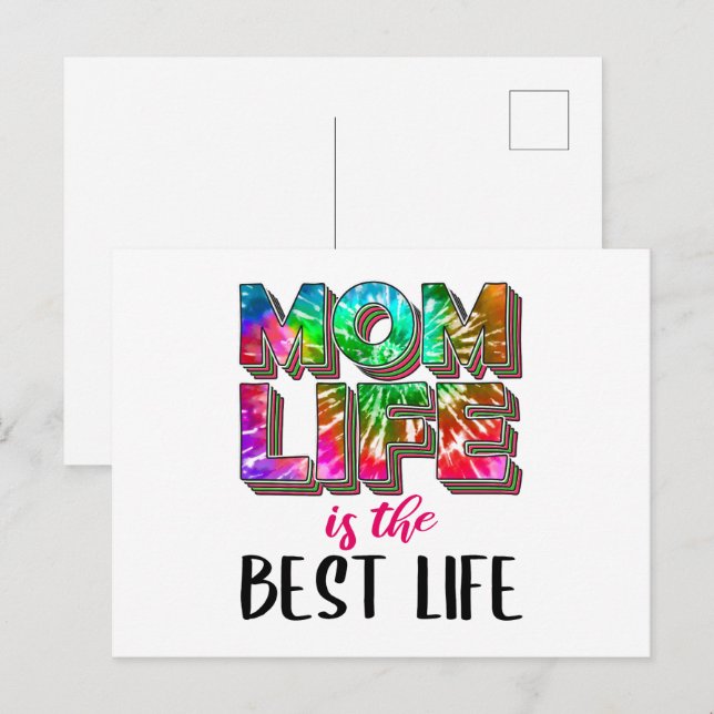 Cartão Postal Tie Dye Mãe A vida é a melhor (Frente/Verso)