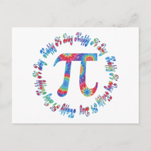 Cartão Postal Tie Dye Pi Day Camisetas and Gifts ( e presentes p