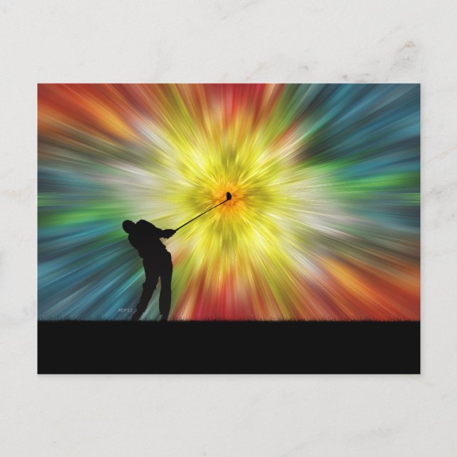 Cartão Postal Tie Dye Silhouette Golfer (Frente)