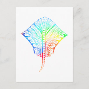 Cartão Postal Tie Dyed Colors Tribal Stingray