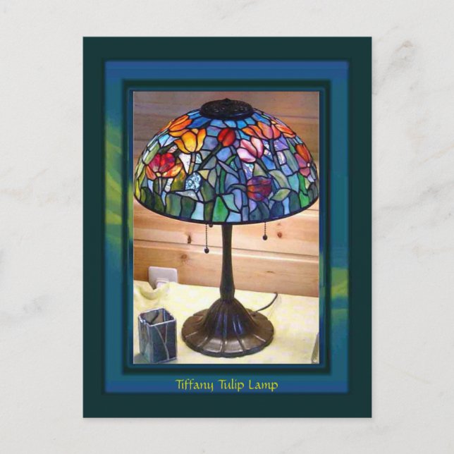 Cartão Postal Tiffany Tulip Lamp Art (Frente)