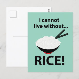 Cartão Postal Tigela de Arroz Eu Não Posso Viver Sem Arroz