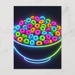 Cartão Postal Tigela de Cereais Neon Glow