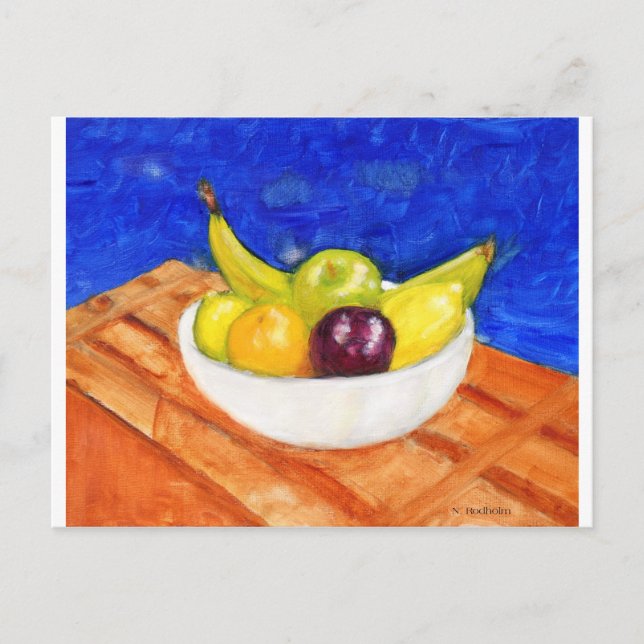 Cartão Postal Tigela de Fruta (Frente)