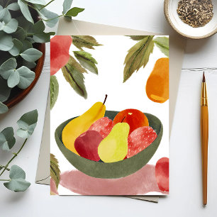 Cartão Postal Tigela de Frutas   Citrinos em Aquarela