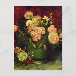 Cartão Postal Tigela de Peonies e Rosa, Vincent van Gogh