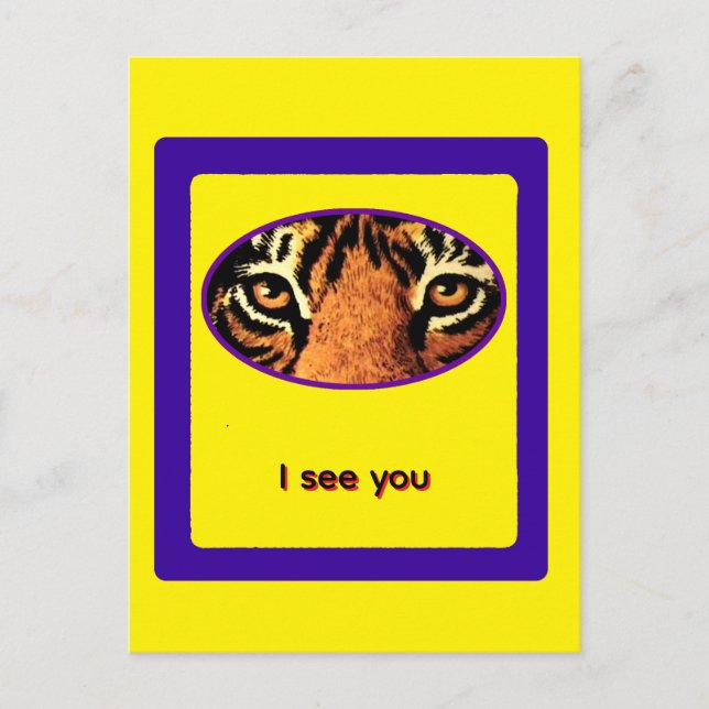 Cartão Postal Tiger Eyes jGibney O MUSEUM Zazzle Oferece Carro-P (Frente)