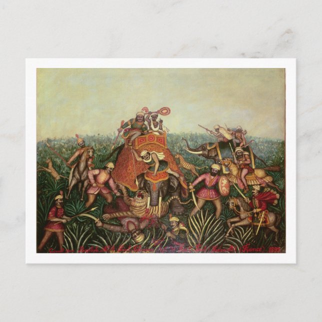 Cartão Postal Tiger Hunt, 1892 (óleo na canvas) (Frente)