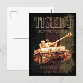 Cartão Postal Tiger I German Heavy Tank WII com bandeira alemã