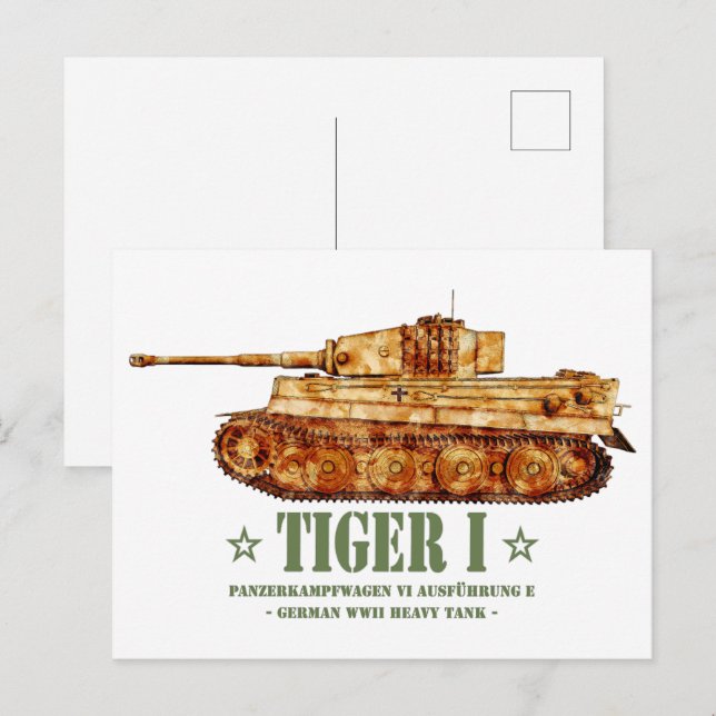 Cartão Postal Tiger I Guerra Mundial 2 Panzer Alemão de Tanque P (Frente/Verso)