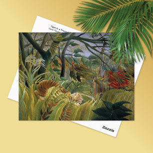 Cartão Postal Tiger Tropical Storm Surpreendeu Henri Rousseau