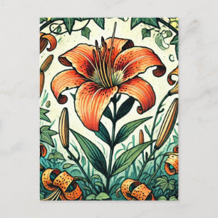 Cartão Postal Tigerlily Illustração Tiger Lily Lily de Verão