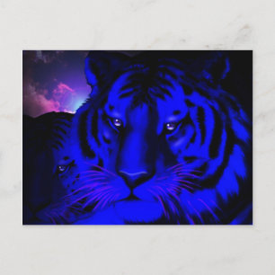 Cartão Postal Tigre Azul Elétrico