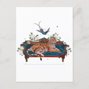 Cartão Postal Tigre Botânico na Cadeira de Salão