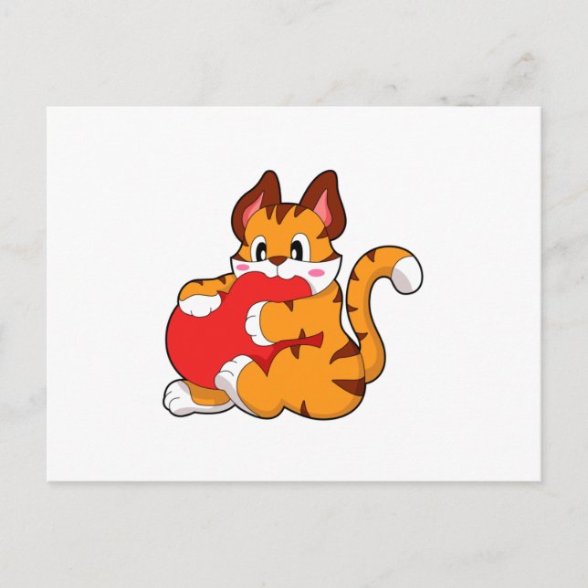 Cartão Postal Tigre cat em Love with Heart.PNG (Frente)