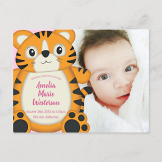 Cartão Postal Tigre Chá de fraldas Rosa