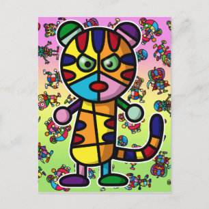 Cartão Postal tigre colorido
