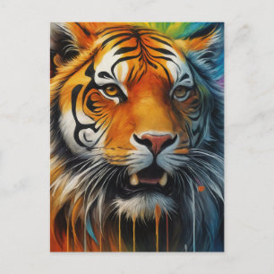 Cartão Postal Tigre Colorido