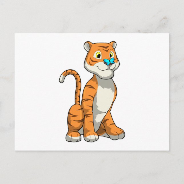 Cartão Postal Tigre com Borboleta (Frente)