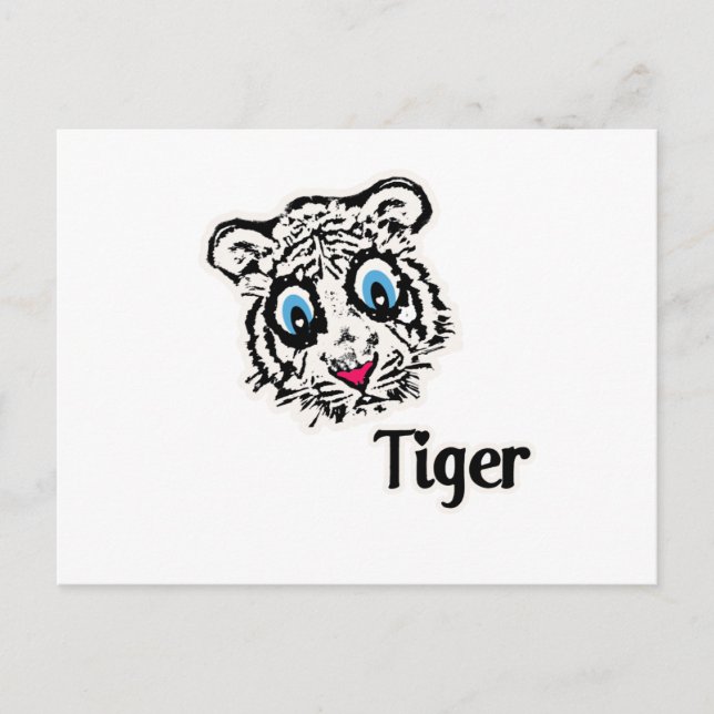 Cartão Postal Tigre com Corações (Frente)