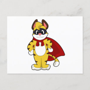 Cartão Postal Tigre como Herói com Máscara e Cape