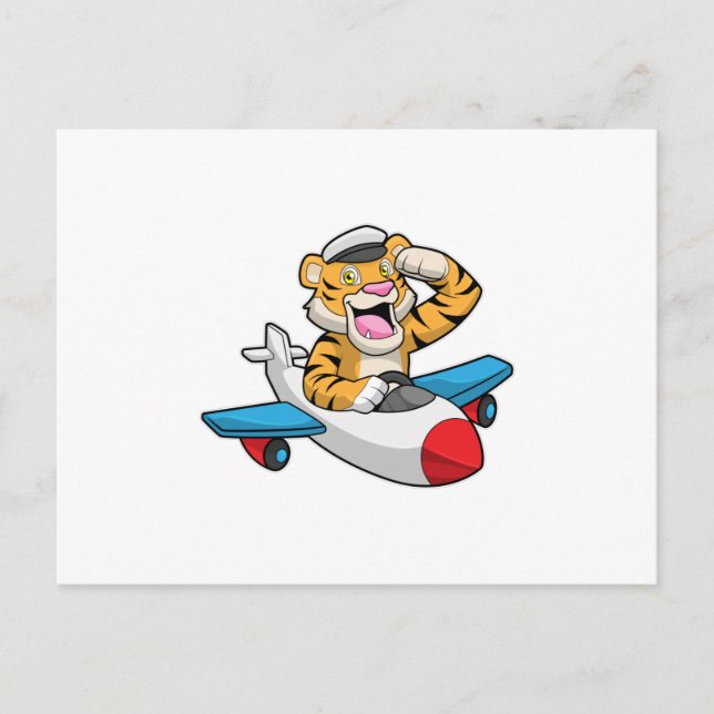 Cartão Postal Tigre como Piloto em Avião (Frente)