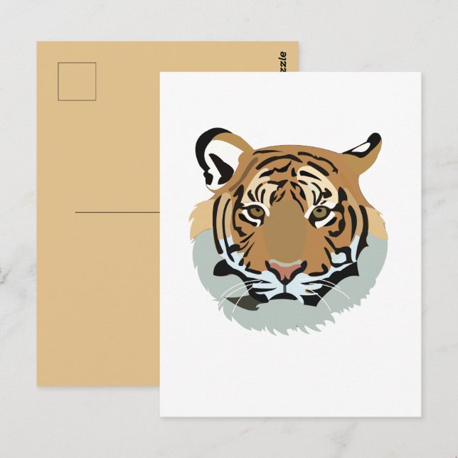 Cartão Postal Tigre De Cabeça De Tigre Selvagem (Frente/Verso)
