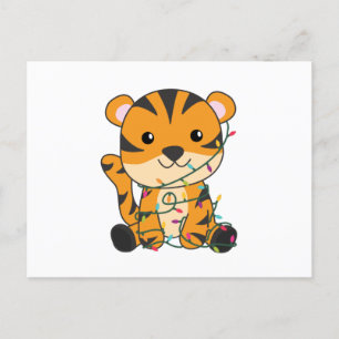 Cartão Postal Tigre de Natal - Neve de inverno - Tigre