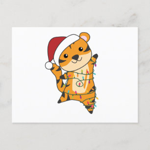 Cartão Postal Tigre de Natal - Neve de inverno - Tigre