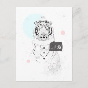 Cartão Postal Tigre de neve