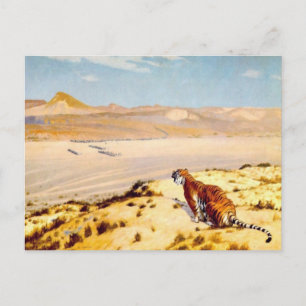 Cartão Postal Tigre de Vigia por Jean-Leon Gerome 1888