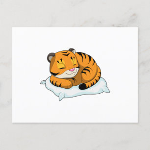 Cartão Postal Tigre dormindo com travesseiro