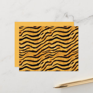 Cartão Postal Tigre Dourado Selvagem Listras Onduladas Visual de