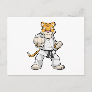 Cartão Postal Tigre em Karate de Artes Marciais