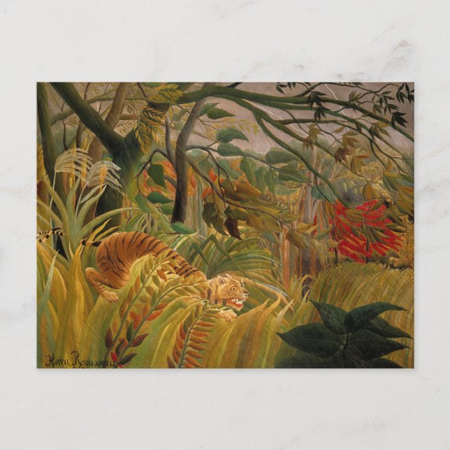Cartão Postal Tigre em uma tempestade tropical de Henri Rousseau (Frente)
