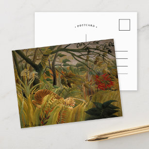 Cartão Postal Tigre em uma tempestade tropical   Henri Rousseau