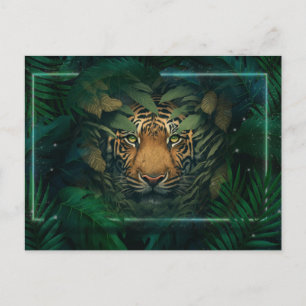 Cartão Postal Tigre escondido em Folhagem