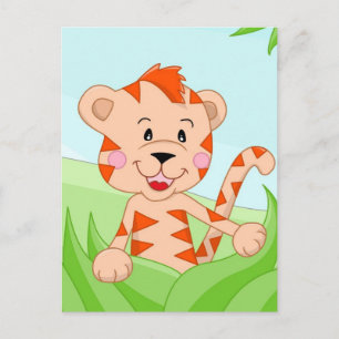 Cartão Postal Tigre na relva