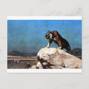 Cartão Postal Tigre no Relógio por Jean-Leon Gerome