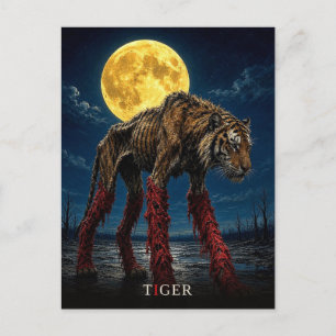 Cartão Postal Tigre Pernas Brilhantes gótico Surrealista