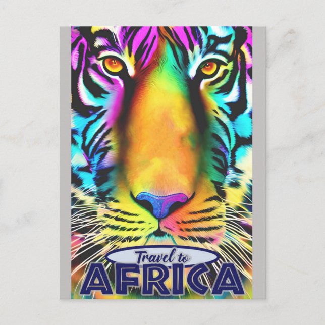 Cartão Postal Tigre Viagem África retrógrado (Frente)