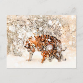Cartão Postal Tigres de inverno
