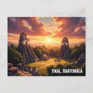 Cartão Postal Tikal Guatemala Sunset